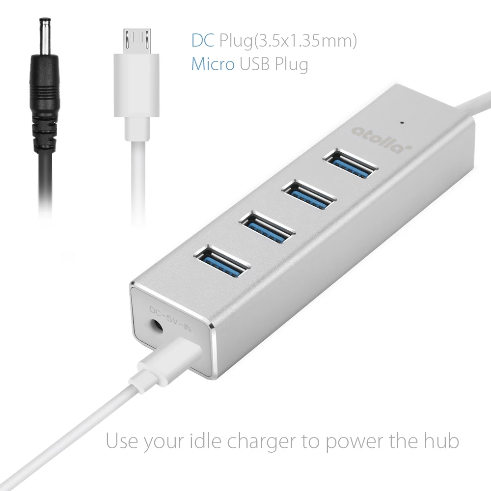 Atolla USB C к 3 0 концентратор 4 порта адаптер с DC разъемом Micro порт для источника