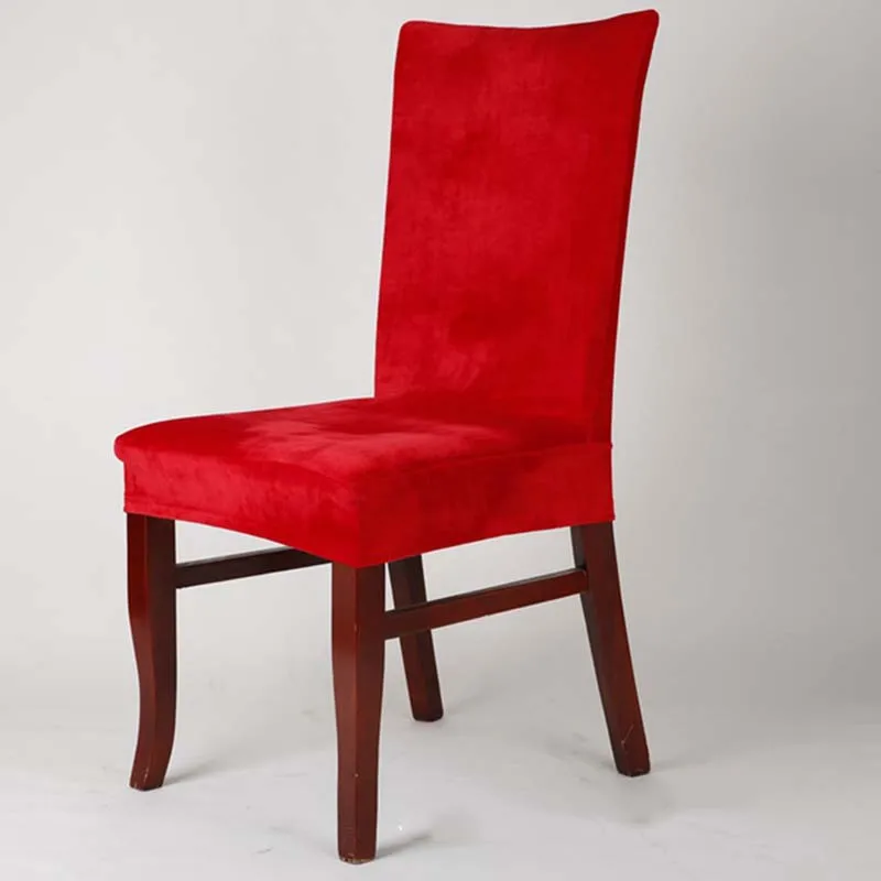 Varmhus мягкий Лисий ворс ткань стрейч обеденный стул Обложка для ресторана свадьбы банкетный чехол на отельные стулья - Цвет: Red
