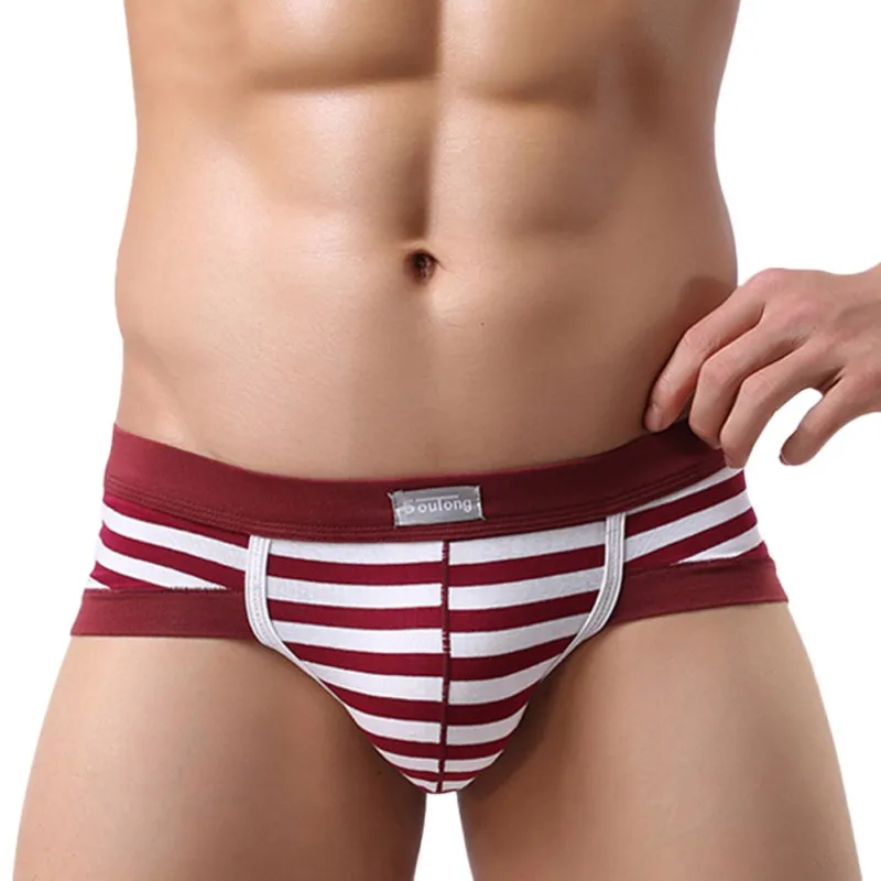 

New Low Waist Cotton Striped Panties Men Underpants Knickers Boxer Shorts L-3XL