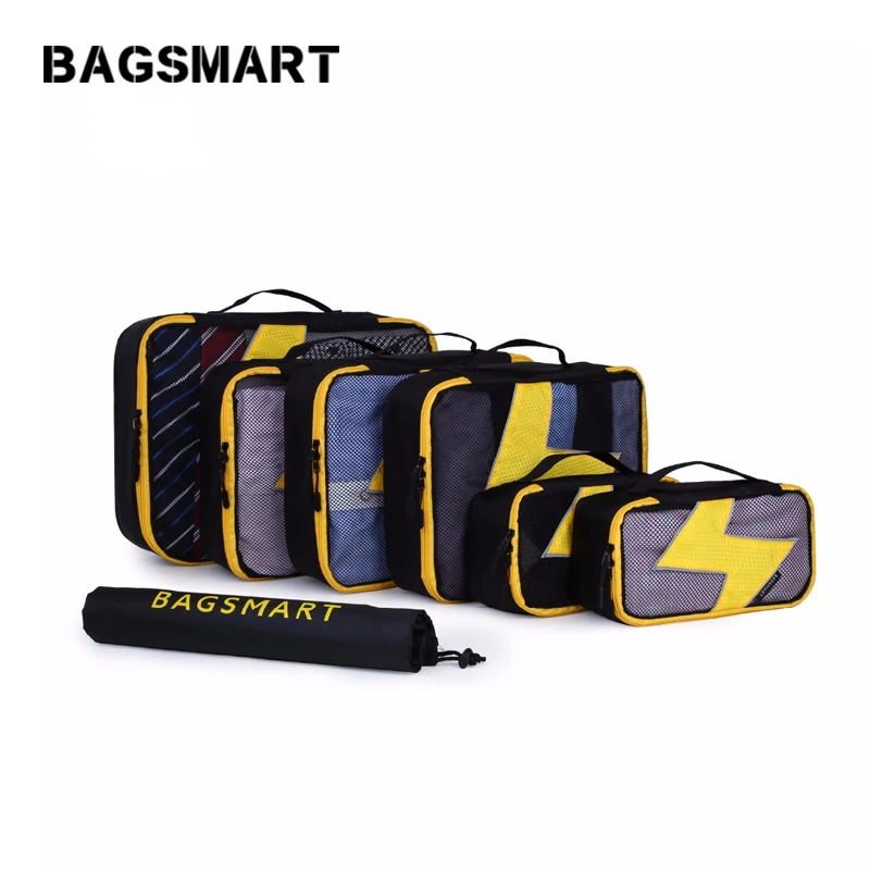 

BAGSMART 7 Pcs/Set Nylon Packing Cubes For Clothes Travel Bags For Shirts Waterproof Duffle Bag Organizers with Shoes Bag Unisex