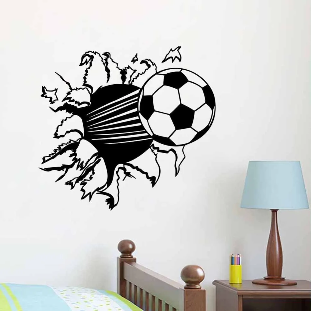 Us 7 97 25 Off The Sport Soccer Wall Stickers For Kids Room Boys Bedroom Gym Wall Art Decals Black Vinyl Wall Tattoo Vinilos Paredes Sa048b In Wall