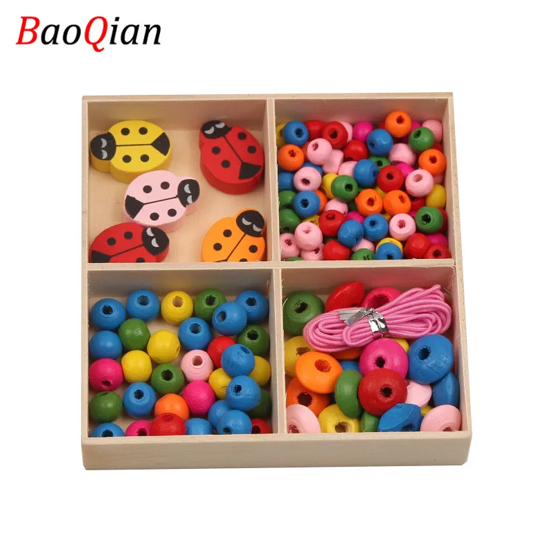 1 коробка разноцветные бусины из натурального дерева для изготовления ювелирных изделий подходят DIY Детские ожерелья браслеты ручной работы детские игрушки ремесла