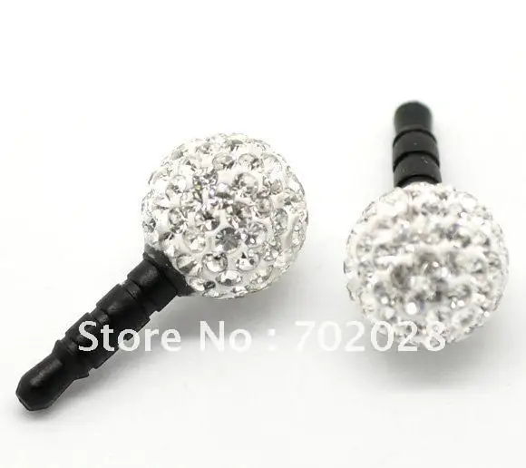 20pcs Clear Pave Rhinestone Bead 3.5mm Dust Dustproof Plug Earphone Stopper | Мобильные телефоны и аксессуары