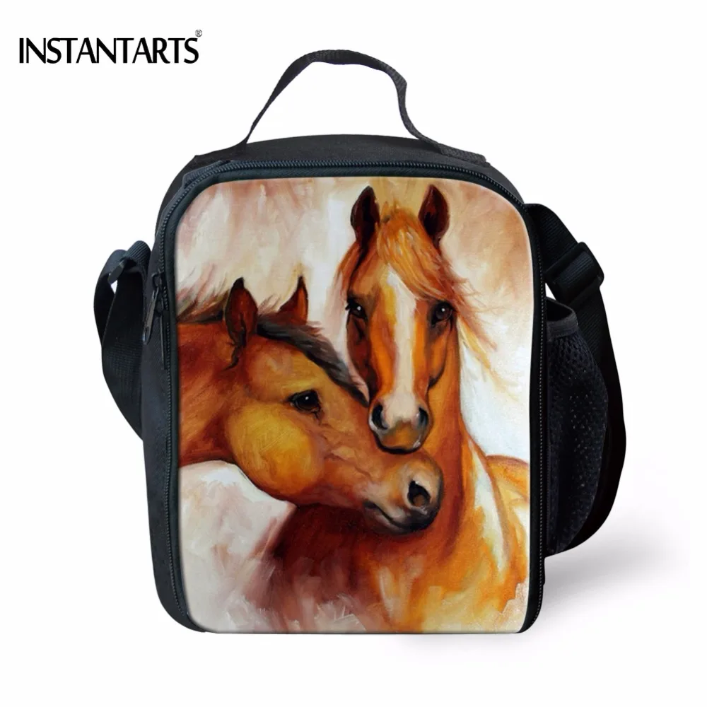 INSTANTARTS Funny 3D Animal Crazy Horse Print Lunch Bags for Teenage