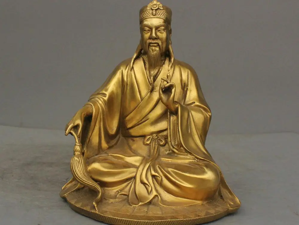 

9'' China Taoism Founder Lao-tzu Philosopher Ride Bull Bronze Statue