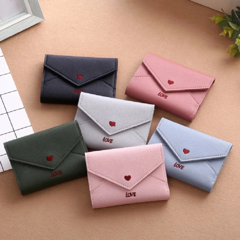 

Fashion Colorful Lady Lovely Coin Purse Solid Golden Heart Clutch Wallet Large Capacity Zipper Women Small Bag Cute Card Hold