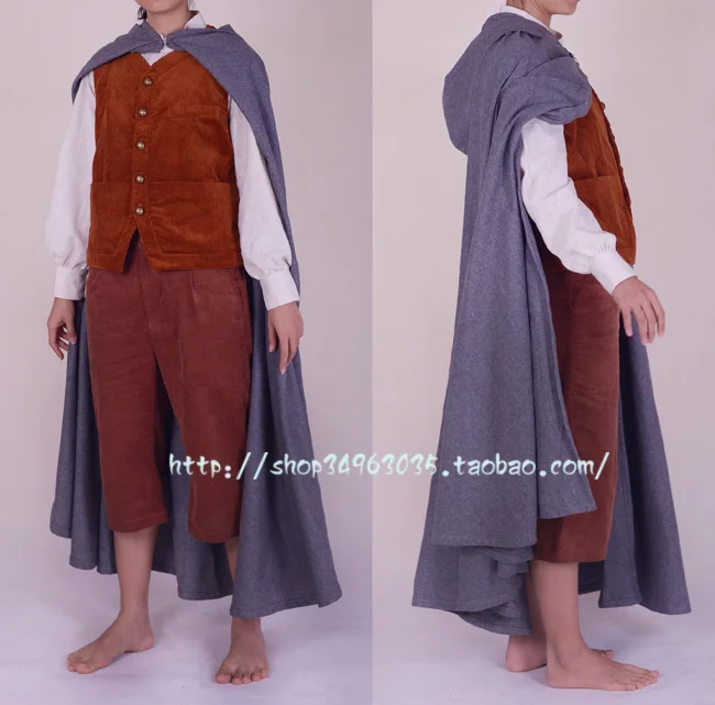 

free shippingThe Hobbit frodo cos Outfit Suit Cosplay Costume Full Set film The Lord of the Rings Custom-made top+vest+cape+pant