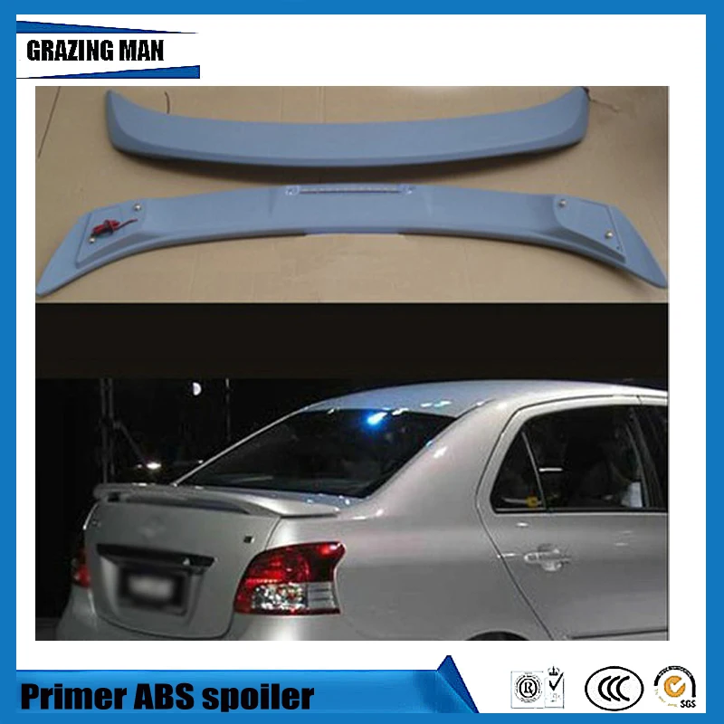 

ABS Primer Unpainted Rear Spoiler With Light for Vios 2008-2013