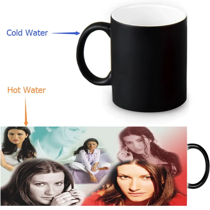 

laura pausini 350ml/12oz Heat Reveal Mug Color Change Coffee Cup Sensitive Morphing Mugs Magic Mug Milk Tea Cups