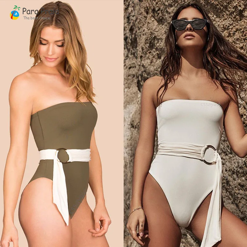 

Belt Swimsuit One Piece Swimsuit Push up Swimwear Women Swimming Suit Off Shoulder Monokini Bathing Suit Women Belted Bodysuit