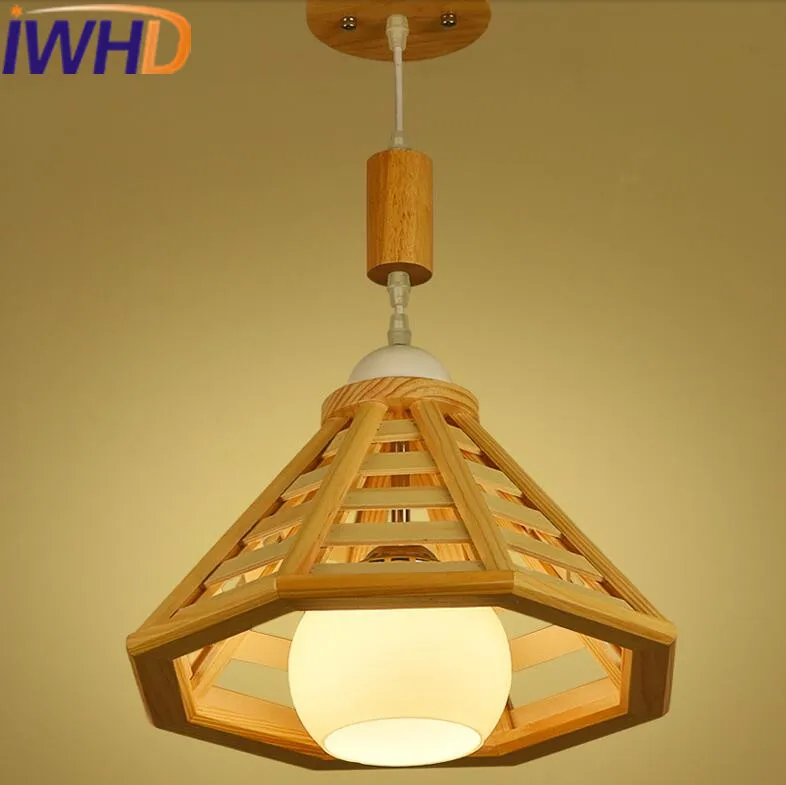 Iwhd Estilo nórdico madera LED Lámparas colgantes creativo lámpara colgante de cristal moderno hogar Iluminación lámparas lampara pasillo iluminacion