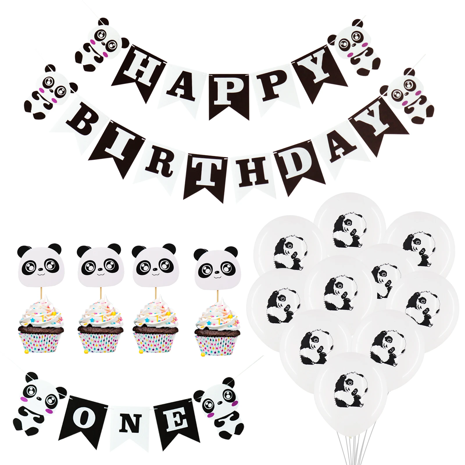 Панда тематическая вечеринка на день рождения украшения мультфильм панда фольги воздушные шары с днем рождения баннер дети партии украшения поставка