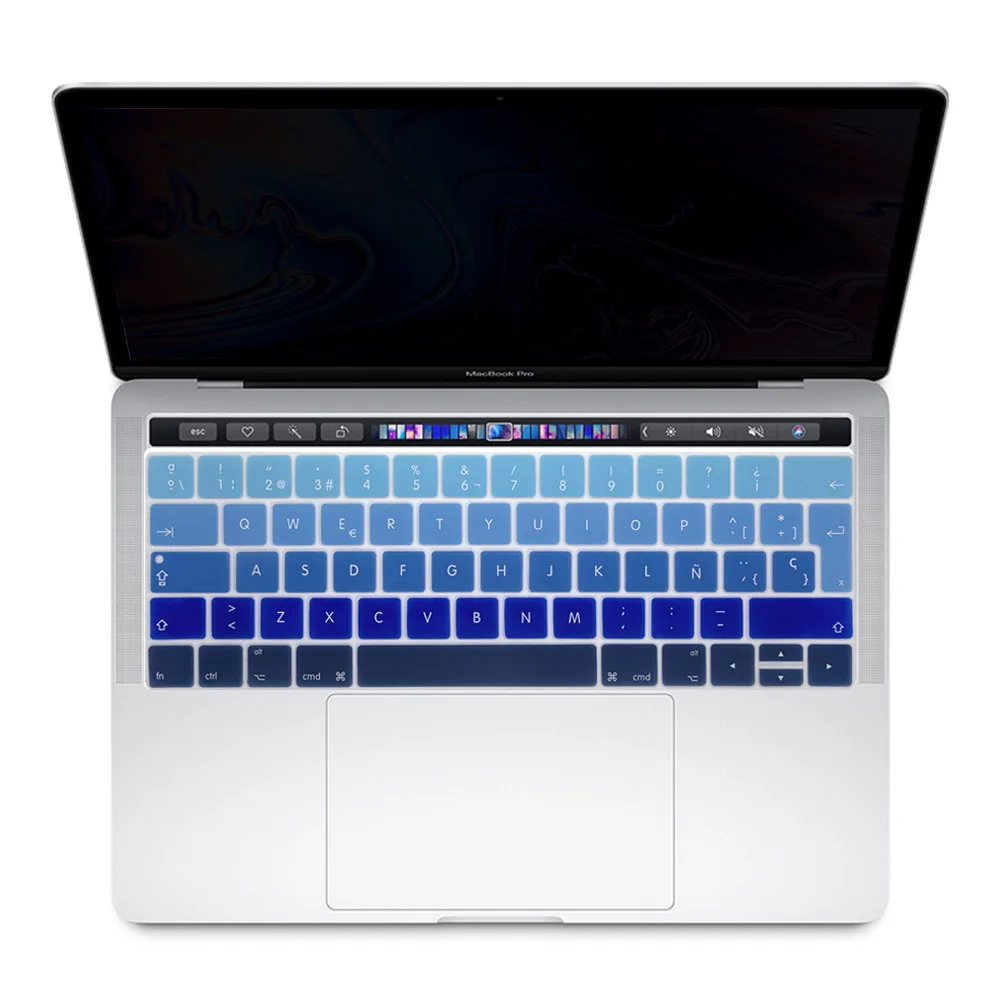 Redlai силиконовые ЕС испанская клавиатура крышка клавиатуры наклейки протектор для MacBook Pro 13 15 с сенсорной панелью A1706 A1707 - Цвет: Gradient Blue