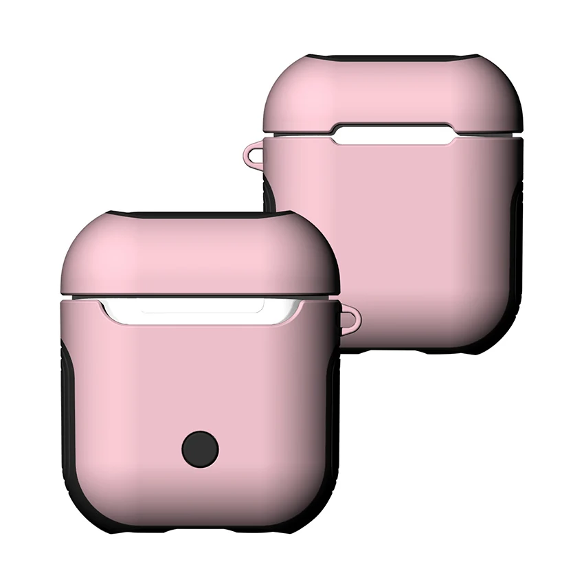 LuxurySilicone чехол для Airpods i7 i9 i10 Чехлы мягкие из кожи TPU+ PC Dual Слои Броня чехол для Airpods 2 Air стручки силиконовые чехлы чехол для наушников - Цвет: pink