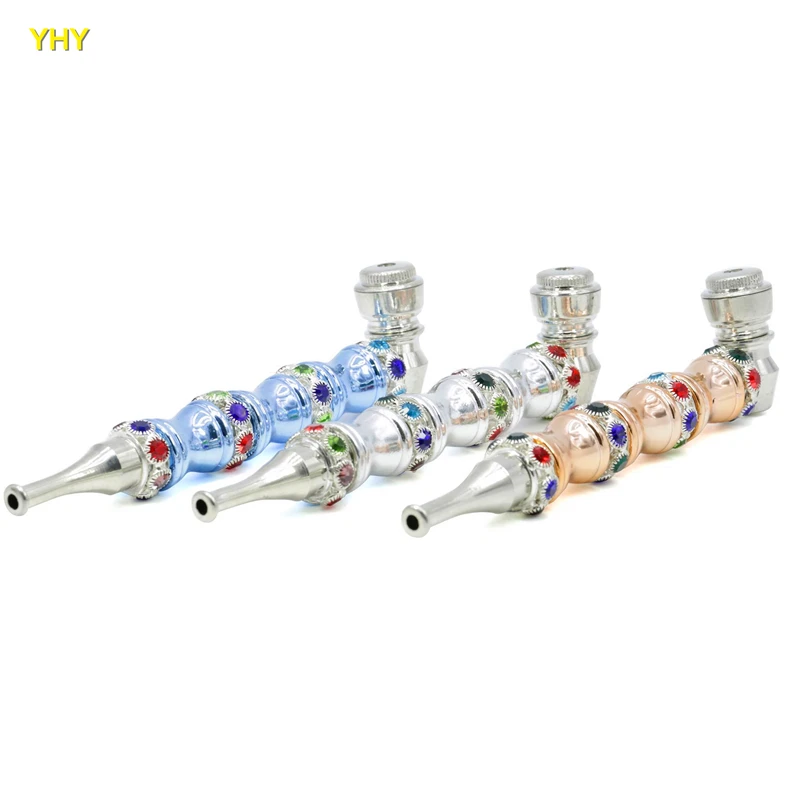 High Quality Smoking Pipe Metal Diamond Long Mouthpiece Cheap Wholesale China Herb Tobacco Pipes