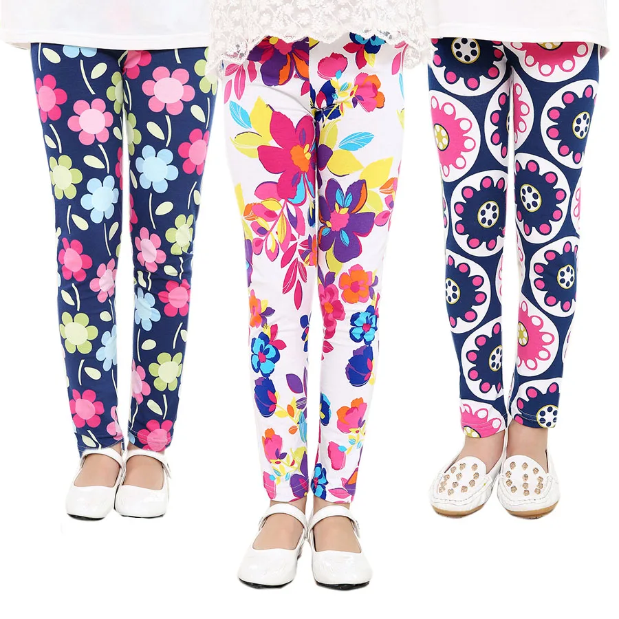 5 шт./лот; модные леггинсы с цветочным принтом для девочек; одежда для маленьких девочек; Детские узкие брюки ярких цветов;