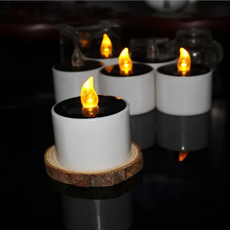 

6 Pieces/Lot LED Nightlight Solar Energy Candle New Type Yellow Flicker Solar Power LED Light Candles Flameless Electronic