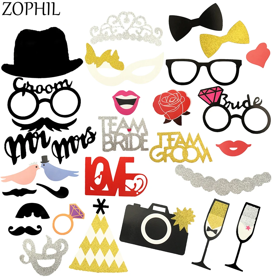 

ZOPHIL 31pcs Wedding Decoration Team Bride Groom Bridal Shower Wedding Decor Mr and Mrs Hen Party Supplies Bachelorette On Sale