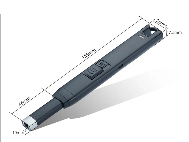 Металлический корпус длинный USB электрическая дуга кухня ветрозащитные зажигалки, перезаряжаемый импульсный Зажигалка свечи и фейерверк