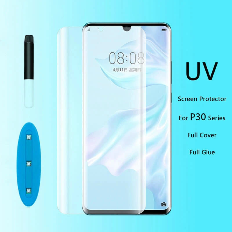 

UV 5D Glue Tempered Glass Full Cover UV 5D Glass For LG V40 V30 G7 Screen Protector For Huawei P30 P20 Pro Lite Mate 20 Lite Pro
