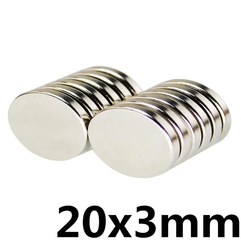 

10pcs Neodymium magnet 20x3 Rare Earth small Strong Round permanent 20*3 mm fridge Electromagnet NdFeB nickle magnetic sheet