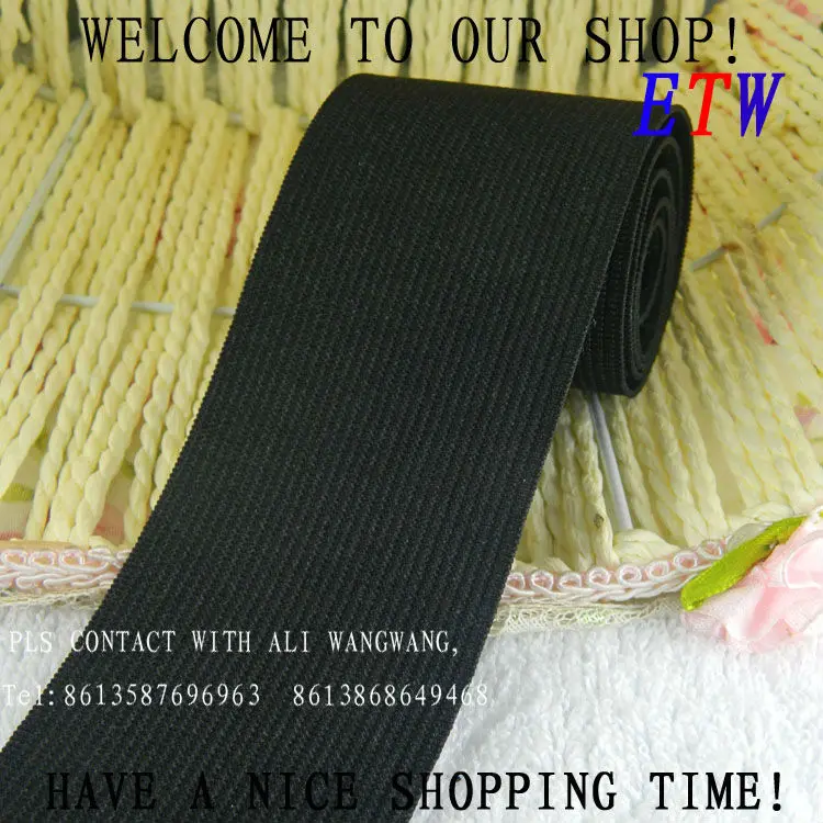 Free shipping ! 10mm The thicken black Knitting Elastic Tape, Elastic