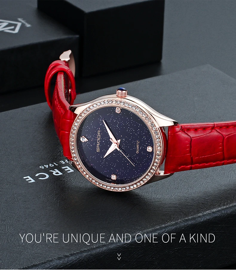 SANDA модные женские часы, женские кожаные водонепроницаемые кварцевые часы, роскошные кожаные часы для женщин, relogio feminino relojes mujer