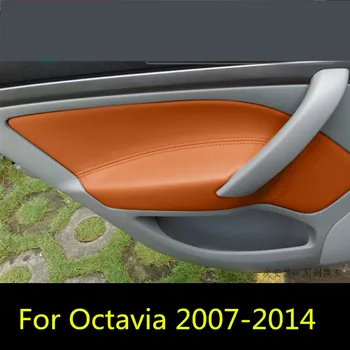 

4pcs/set Microfibre Leather Interior Doors Panel Armrest Cover For Skoda Octavia 2007 08 09 10 11 12 13 2014 AAB112