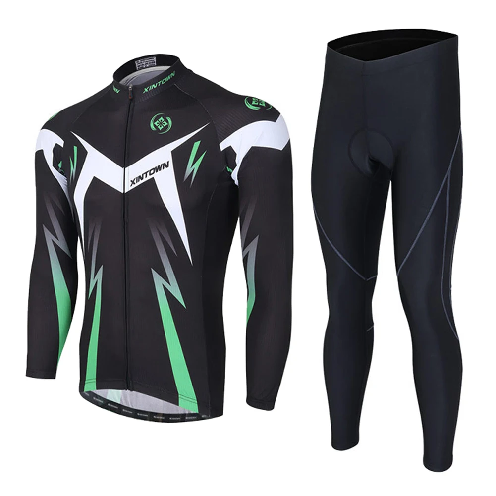 

XINTOWN Men's MTB Cycling Jersey Clothing Professional Long Sleeve Bike Clothes Set Breathable Quick Dry Sportswear