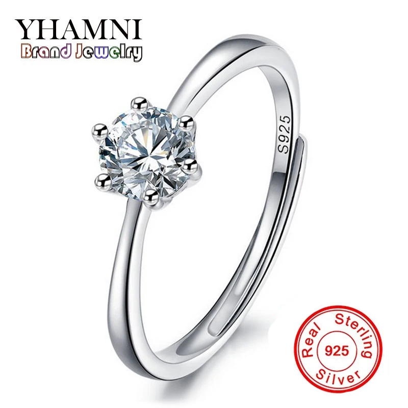 

Lose Money Promotion! Fine Jewelry Real Silver Opening Ring With 0.5ct CZ Diamant Adjustable Size Silver Rings for Women BKJZ011