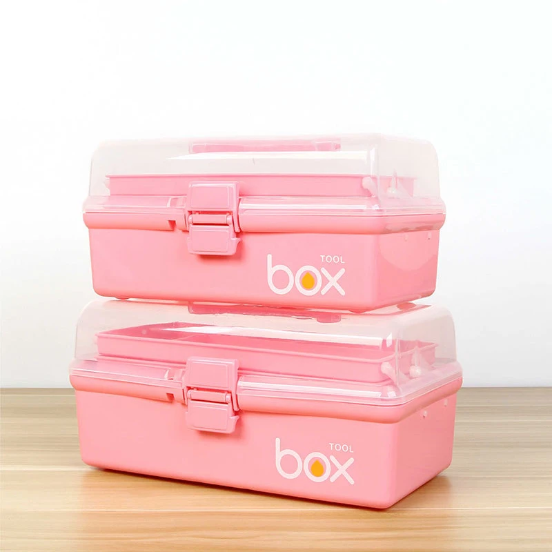 MultifunctionThree-Tier Medicine Box For First Aid Kit Plastic Folding Medical Chest Organizer For Makeup Stationery Storage Box