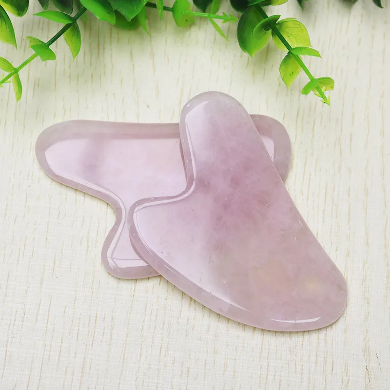 

1PC Rose Quartz Gua Sha Board Natural Pink Jade Stone Body Facial Eye Scraping Plate Acupuncture Massage Tool Free shipping