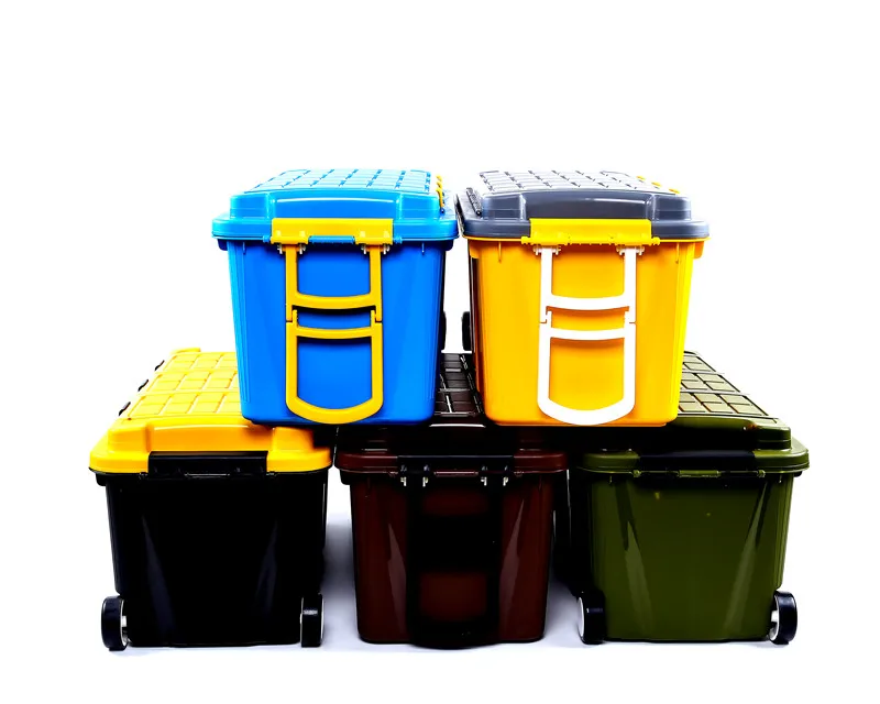 Top Autofans 75L Plastic Auto Trunk Storage Box Independent Cabinet Boot Organizer Wheel Car Trunk Container Boot Trolley Box S11 5