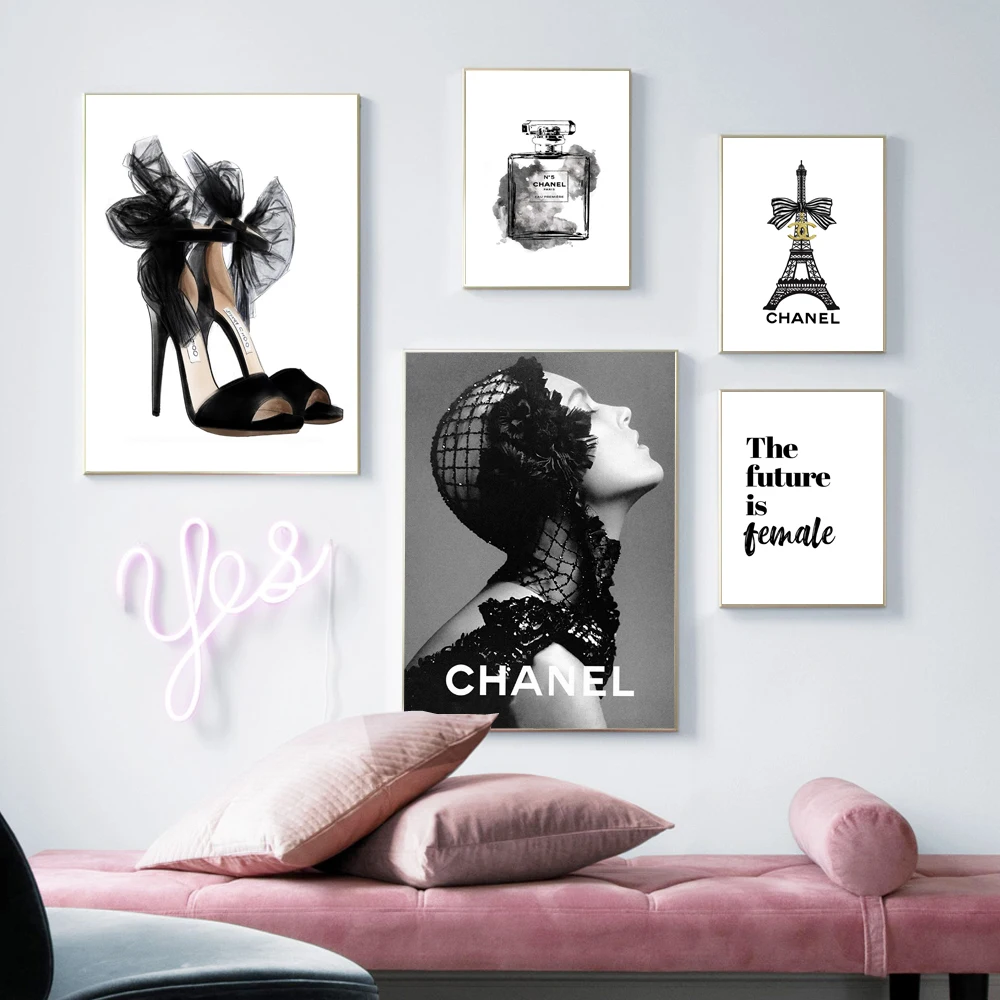 

Paris Perfume Fashion Girl Wall Art Canvas Painting A3 Black White Nordic Posters And Prints Salon Wall Pictures For Living Room