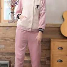 Зимний мягкий фланелевый пижамный комплект для сна модная женская домашняя одежда пижамы с животными для взрослых