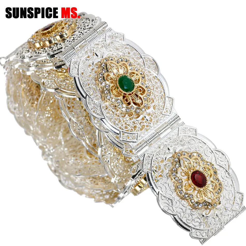 Sunspicems золотой серебряный цвет кафтан пояс для женщин Марокканское этническое