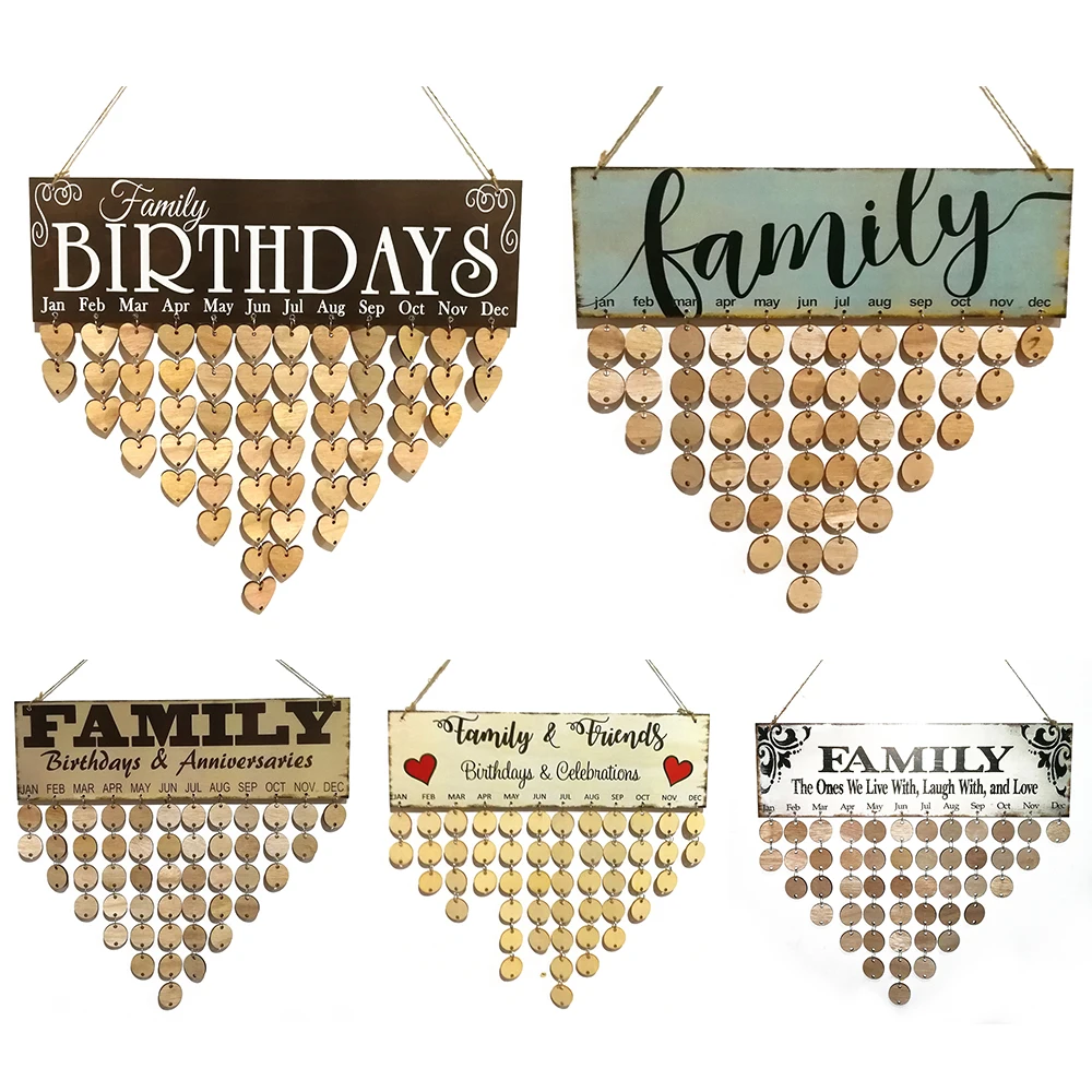 

Nordic Calendar Pendant Wooden Calendar Hanging Calendars Bedroom Gift Novelties Reminder Board FAMILY BIRTHDAYS Retro
