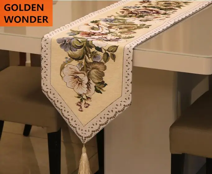 

European Style Embroidery Luxury Retro Table Runner Modern Table Runners Chenille Home Textile