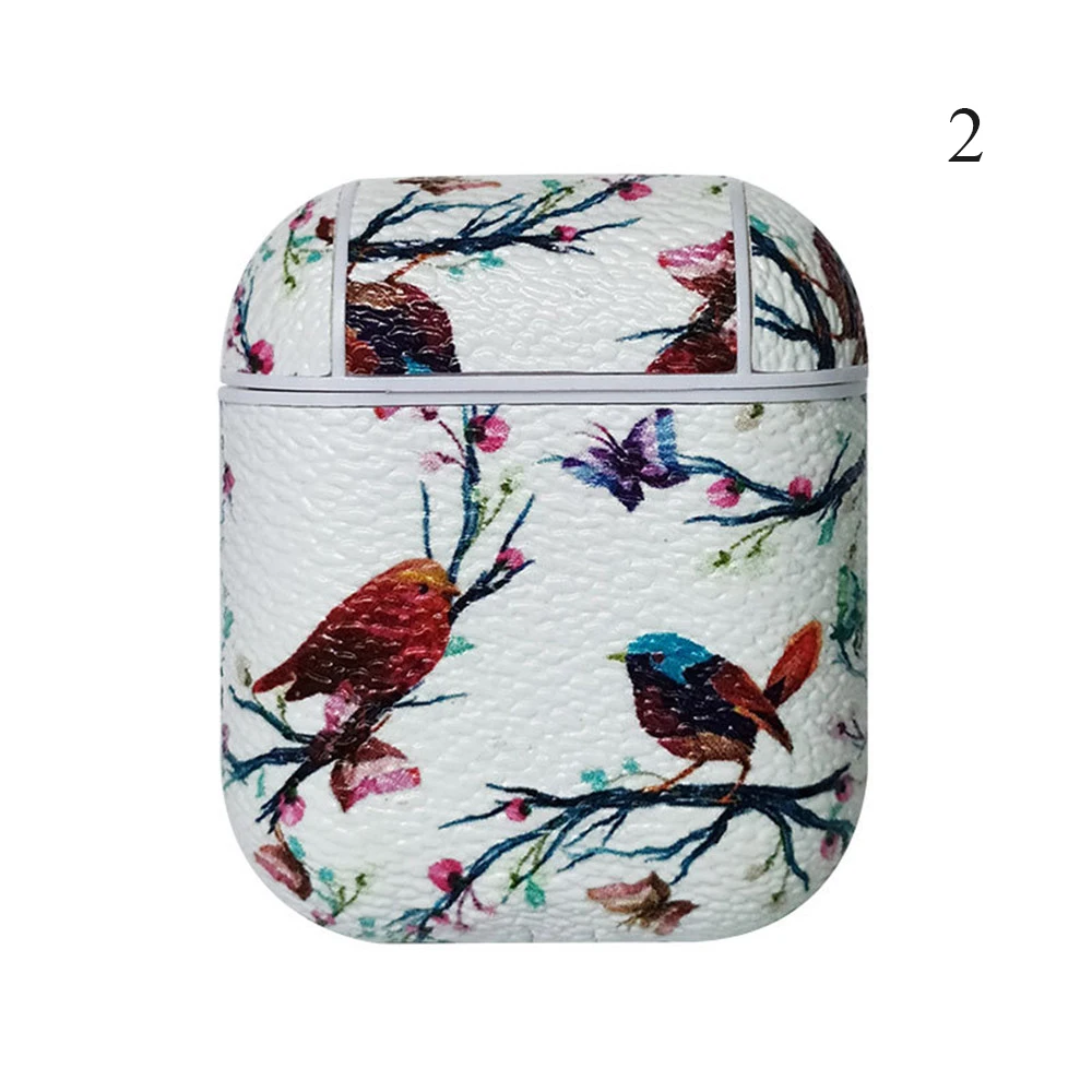Кожаный защитный чехол для наушников с изображением фламинго и цветов и птиц, чехол для Apple AirPods с защитой от царапин