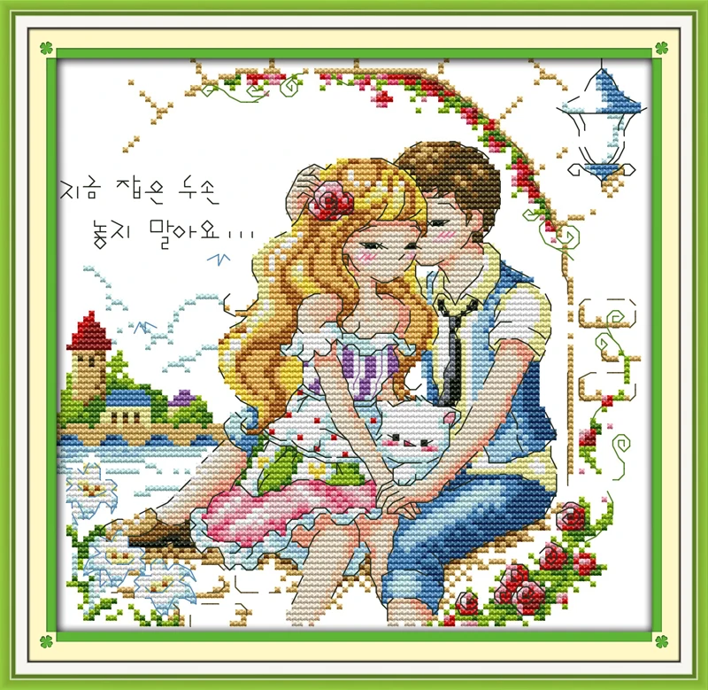

The intimate couple counted printed on fabric DMC 14CT 11CT Cross Stitch kitsembroidery needlework Sets Home Decor