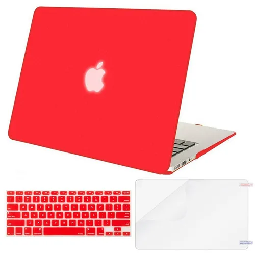 MOSISO Жесткий Чехол для ноутбука Macbook Air 13 A1466/A1369, чехол для ноутбука 2012-+ чехол для клавиатуры+ Защитная пленка для экрана - Цвет: Red
