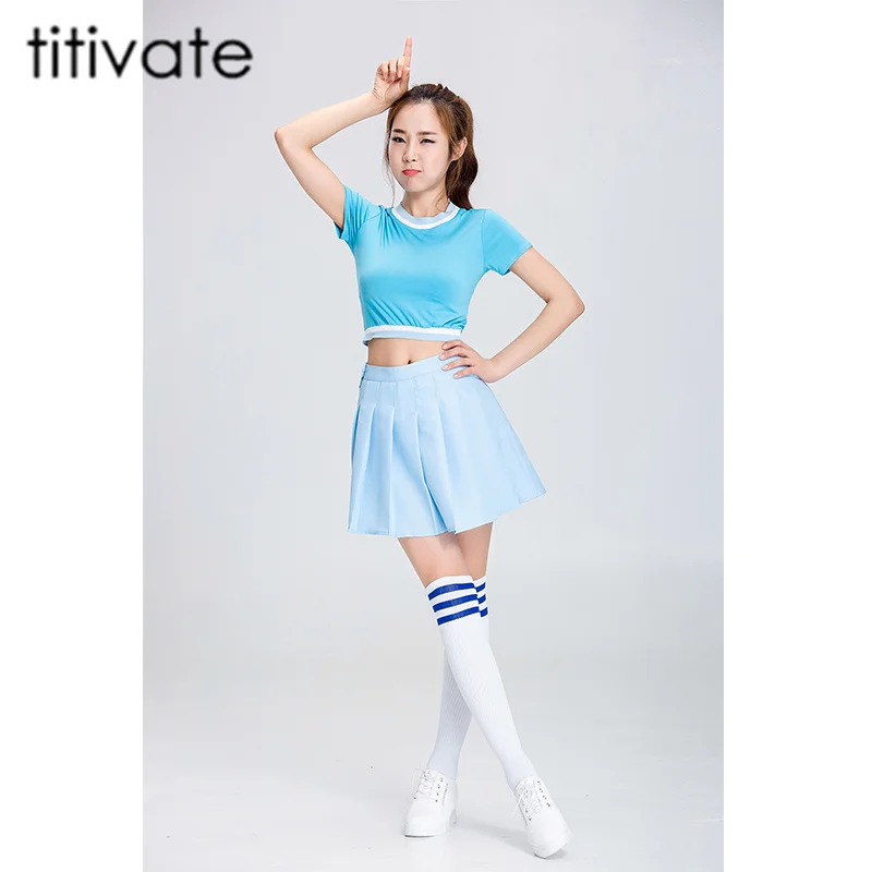 TITIVATE الثانوية غلي نمط المشجع طقم ملابس الزي الملابس اسكواش التشجيع فتاة موحدة للعروض TITIVATE الثانوية غلي نمط المشجع طقم ملابس الزي الملابس اسكواش التشجيع فتاة موحدة للعروض