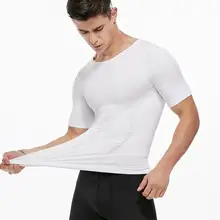 Мужской Корректор осанки футболки гинекомастия корсет для похудения грудь формирователь тела компрессионная футболка коррекция талии большой живот редуктор