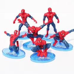 6 шт./компл. Человек-паук рисунок Человек-паук ПВХ фигурку игрушки 7-11 см большой подарок