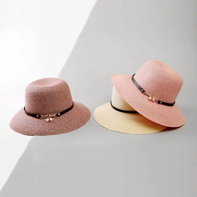 

NEW Sun Flat Straw Hat Women Girls Summer Holiday Beach Hats Panama Sun Protection Cap