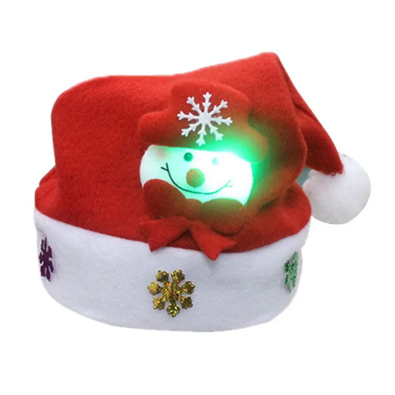 Детская Рождественская шапка Санта-Клауса, снеговика, лося, оленя, снежинок, шапки Navidad natal, шапка для детей, взрослых, natale, подарки на год - Цвет: Child led snowman