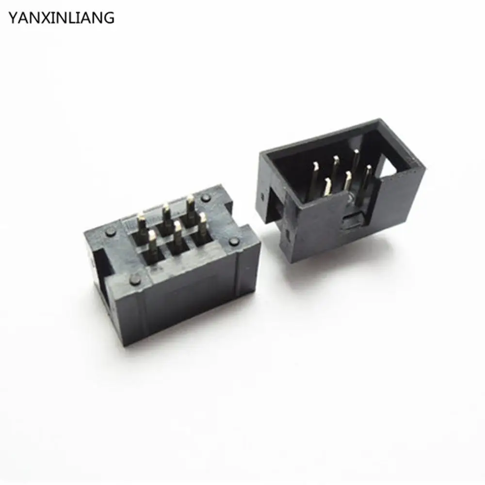 

10PCS/Lot DC3 6 Pin 2x3Pin Double Row Pitch 2.54mm Double-spaced Straight Pin Male IDC Socket Box Header Connector High Quality