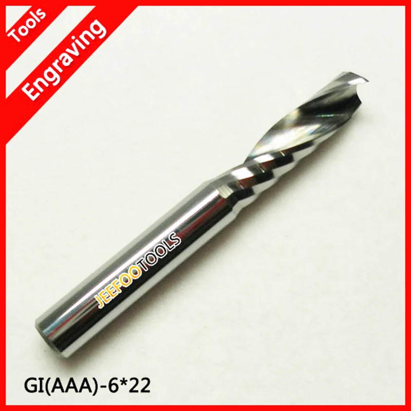 6*22mm AAA Series Single Flute Cutters, Solid Carbide Cutting Tools, Engraving Carving MDF, PVC