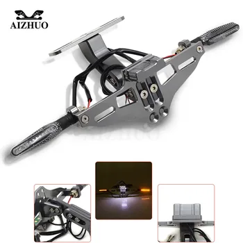 

Motorcycle Universal License Plate Bracket Holder Turn signal lights FOR suzuki gsxr 600 k7 ducati multistrada 1200 ktm duke 390