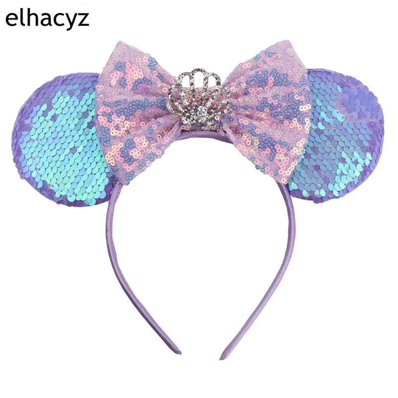 

1PC 3.3'' Minnie Mouse Ears Hairband For Girls 5" Hair Bows Big Flip Sequins Ears DIY Kids Hair Accessories Headband Boutique